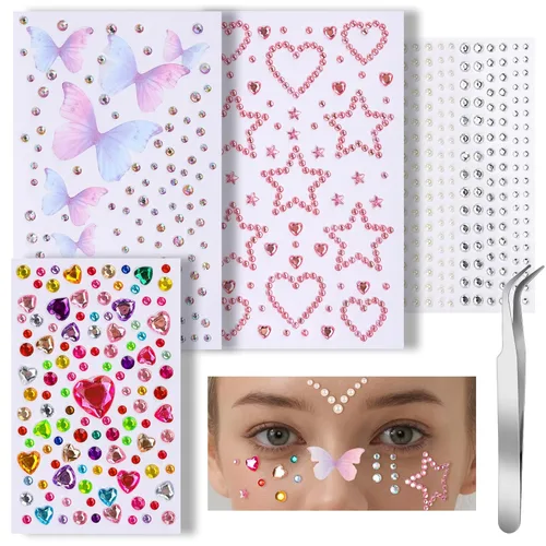 Miniatura 7 de Teenitor Gemas Faciales Perlas para el Cabello Diamantes de Imitación para Maquillaje Festival Joyas Faciales Joyas para el Cabello, 1300PCS