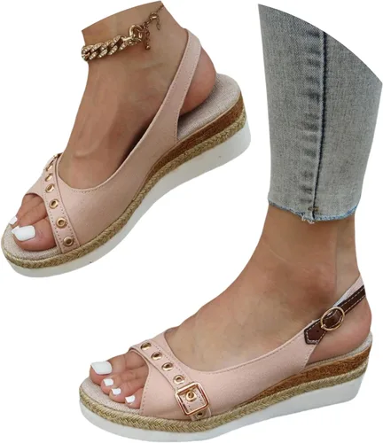 Miniatura 5 de Sandalias ortopédicas para mujer, tacones de cuña para mujer, pantuflas de caminar con soporte de arco, sandalias de cuña de verano elegantes