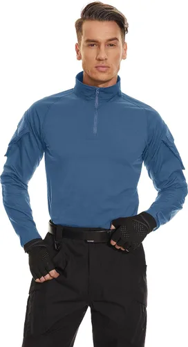 Miniatura 50 de TACVASEN Camisa táctica de manga larga para hombre, con cremallera de 1/4, con bolsillos, para paintball, militar, Airsoft, transpirable