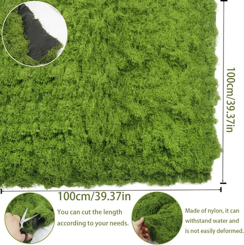 Miniatura 2 de Musgo falso para manualidades 39" x 39" musgo sintético para plantas de interior, musgo artificial para decoración, césped sintético verde para 39 x