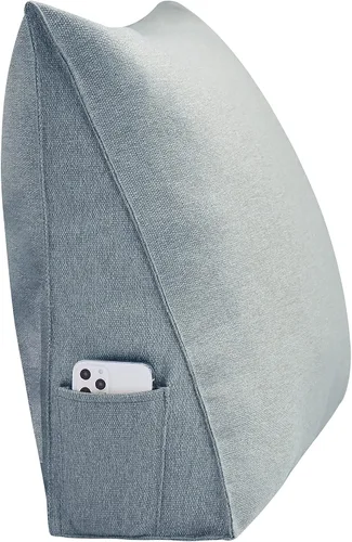 Miniatura 7 de Johnear Almohada triangular para cabecero, almohada de cuña de algodón y lino, almohada grande para respaldo de lectura para sofá y cama, soporte