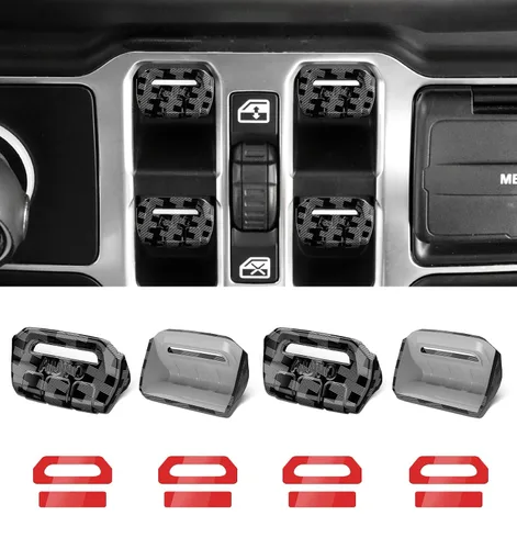 Miniatura 17 de Cubierta de botón de interruptor de ventana de metal para Jeep Wrangler JK JKU 2018 2017 2016 2015 2014 2013 2012 2011, accesorios para interiores