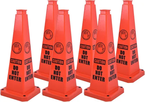 Miniatura 10 de Conos de precaución de 26.5 pulgadas, letreros de seguridad visibles de 4 lados con base de goma pesada, advertencia para prevención de resbalones