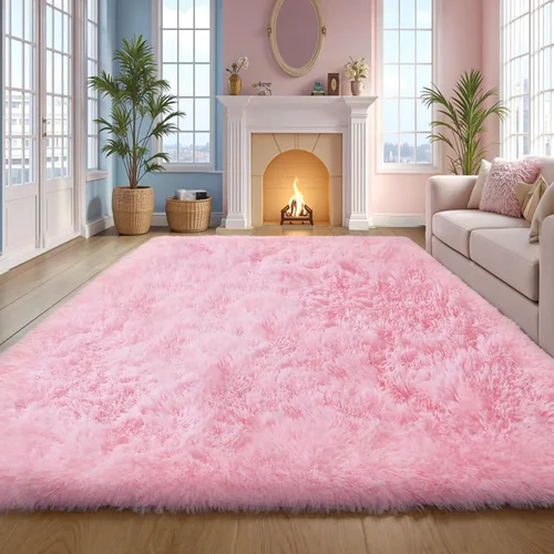 Miniatura 27 de KCHOWUA Alfombras Esponjosas y Peludas de Unicornio para Dormitorio de Niñas, 3x5 pies Lavable Antideslizante Alfombra de Área Shag Peluda para Sala