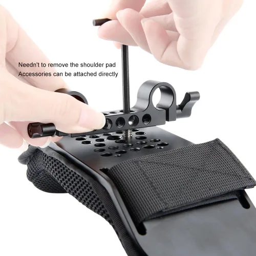 Miniatura 2 de NICEYRIG Soporte de hombro estable para videocámara DV/DC 0.591 in Rod Rail Support System DSLR Rig (bloque de riel de 0.591 in)