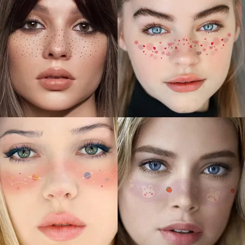 Miniatura 5 de 14 hojas de calcomanías de tatuajes temporales para mujeres, con purpurina, mariposa, corazón, flores, maquillaje, impermeables, accesorios