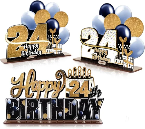 Miniatura 135 de LINGTEER Feliz 10º Cumpleaños Juego de Centros de Mesa de Acrílico Azul para Mesa - Brindemos por Diez Años Decoraciones de Regalo de Fiesta de 10º