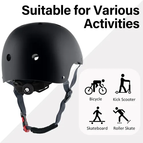 Miniatura 4 de Casco de monopatín para bicicleta, ligero, ajustable, multideporte, para ciclismo, patinaje, scooter, de 3 tallas para adultos, jóvenes y niños