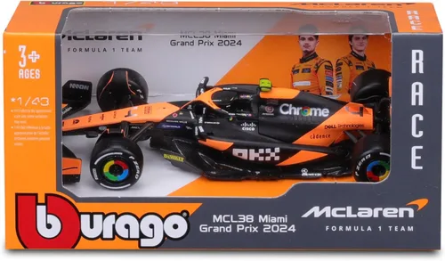 Miniatura 6 de Bburago Escala 1/43 Fórmula 1 McLaren F1 MCL38 Colección Grand Prix de Miami - #4 Lando Norris