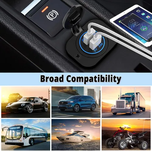 Miniatura 4 de Toma USB Doble de 12V Salida Marina con Interruptor Puerto USB para Carrito de Golf Montaje de Cargador de Coche de 12 Voltios DC Adaptador