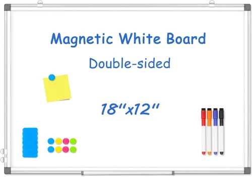 Miniatura 26 de Pizarra blanca de doble cara, marco de aluminio negro, pizarra magnética de borrado en seco de 24 x 18 pulgadas para pared, pizarra blanca montada