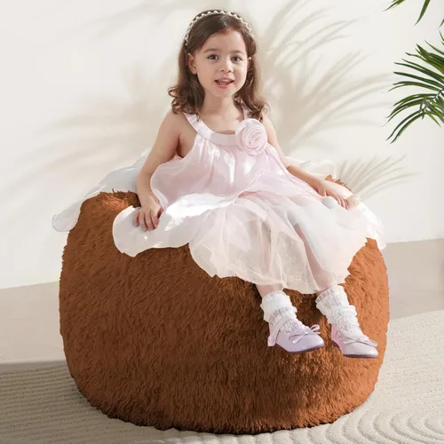 Miniatura 43 de Bean Bag Cover (No Filler) Soft Faux Fur Stuffed Animal Bean Bag Storage, Fluffy Plush Bean Bag Chair Cover Washable, Comfy Bean Bag Covers for Dark