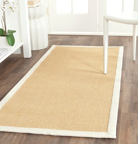 Miniatura 19 de Alfombra de sisal Safavieh, de color maíz y negro, tejida a mano, de la colección de fibras naturales; 5 x 8 pulgadas, NF441A, Tela, Gris / Gris