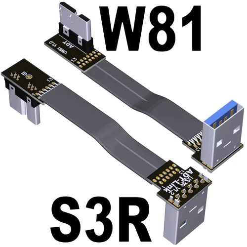 Miniatura 14 de ADT-Link USB 3.0 Tipo A macho a Micro-B Macho Cinta plana EMI Blindaje Cable plano FPC USB 3.0 Micro B Conector de ángulo de 90 grados hacia arriba