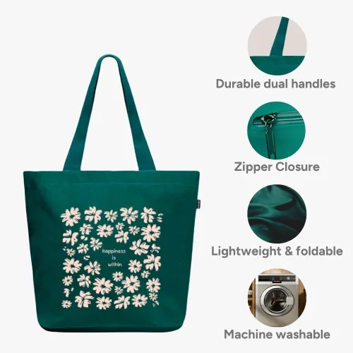 Miniatura 134 de Ecoright Bolsa de lona estética para mujer, bolsa grande con cremallera y bolsillo, bolsa de mano para mujer, para yoga, trabajo, playa
