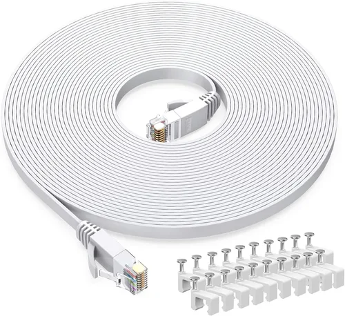 Miniatura 10 de BUSOHE Cable Ethernet Cat6 de 20 pies, color blanco, Cat-6 plano RJ45 para computadora, Internet LAN, red Ethernet, cable de conexión Ethernet - 20