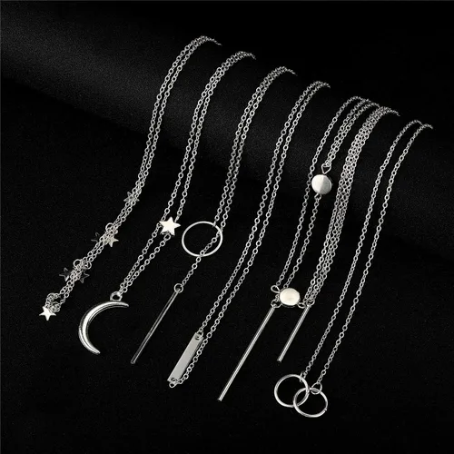Miniatura 2 de Starain 12 piezas de collar de gargantilla en capas, collar de cadena multicapa de moda, collar de oro simple para mujer