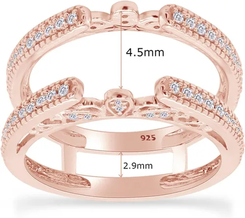 Miniatura 3 de SAVEARTH DIAMONDS Anillo de protección de catedral de grano de muissanita de corte redondo creado en laboratorio de 13 quilates en oro de 14