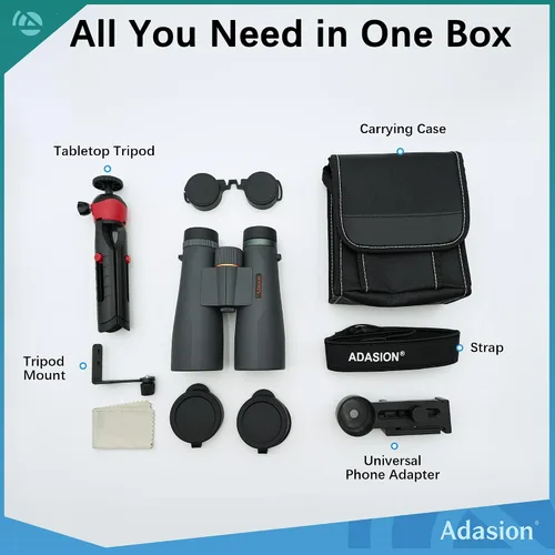Miniatura 8 de Adasion 15x56 Binoculares UHD para adultos de alta potencia con adaptador de teléfono y trípode, prismáticos super potentes BAK4 resistentes al agua
