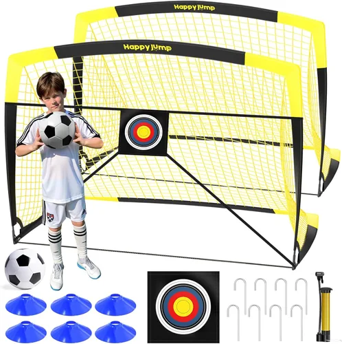 Miniatura 13 de Happy Jump Portería de Fútbol Emergente Plegable para Patio Trasero 7x5 pies, 5x3.6 pies, 4x3 pies, 3x2.2 pies