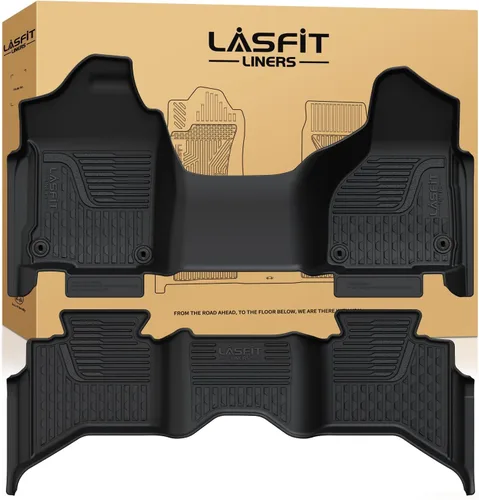 Miniatura 13 de LASFIT - Alfombrillas para Ram 1500 2019-2024 Cabina Tripulación con Cubo de Almacenamiento Bajo el Asiento Trasero