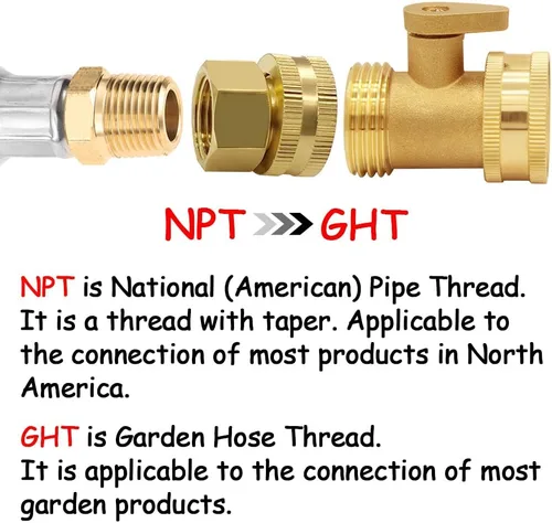 Miniatura 5 de Uenede Conector de manguera de jardín hembra de latón de 1/2 "NPT a 3/4" GHT hembra, reductor giratorio roscado reductor adaptador de conversión