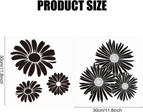 Miniatura 2 de Paquete de 2 plantillas de suelo grandes para pintar pisos, plantillas de pared decorativas para patrones grandes, plantillas de azulejos, plantilla