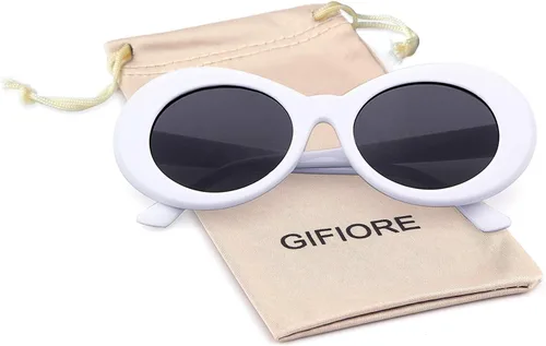 Miniatura 7 de Anteojos de sol con marco ovalado grueso, estilo retro, con lentes redondos.