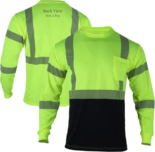 FONIRRA Camisetas reflectantes de seguridad de alta visibilidad para hombres con manga larga ANSI clase 2 (amarillo, 3XL)