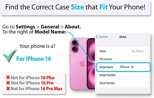 Miniatura 7 de Funda para iPhone 16, con protector de pantalla, linda para mujeres y niñas, funda protectora de grado militar de 10 pies para iPhone 16, funda
