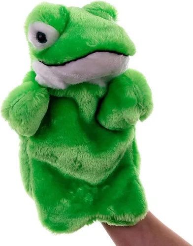 Títeres de peluche de rana, marionetas de mano, juguetes para niños, imaginativo, juego de simulación, narración de cuentos, verde