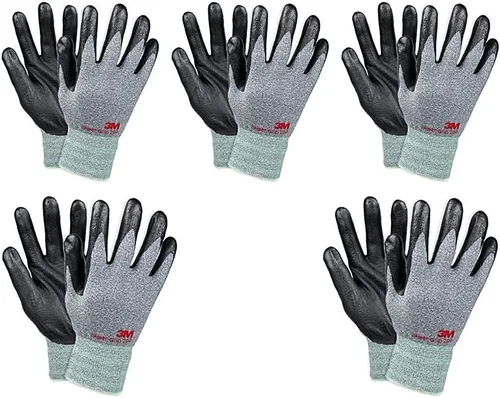 3M Guantes de trabajo de jardinería con revestimiento de espuma de nitrilo de agarre cómodo (5 unidades) (L, gris)