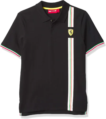 Ferrari Scuderia F1 - Polo para hombre, diseño de bandera italiana, color negro y rojo