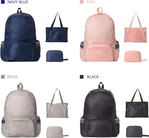 Miniatura 7 de Mochila de viaje plegable, ligera, duradera y resistente al agua Mochila plegable Mochila de día (azul marino)