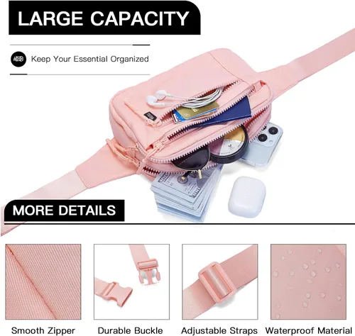 Miniatura 4 de Telena Riñoneras para mujeres y hombres, a la moda, con correas ajustables, 201-Rosa