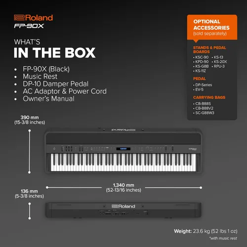 Miniatura 6 de Roland FP-90X Piano digital portátil insignia de 88 teclas Sistema inmersivo y potente de 4 altavoces Tonos acústicos distintivos y modelado