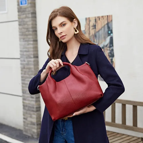 Miniatura 2 de Iswee Bolso bandolera de cuero genuino con asa superior para mujer