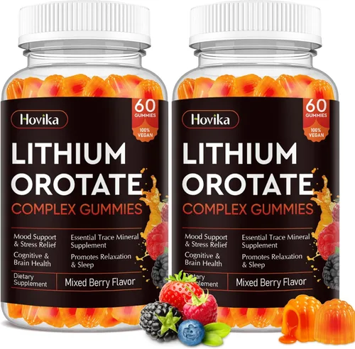 Miniatura 9 de Orotate de litio 5mg 10mg Gummies Suplementos de litio con vitamina B, magnesio y selenio para apoyo del estado de ánimo, alivio del estrés, salud