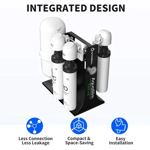 Miniatura 4 de WINGSOL Filtro de agua de ósmosis inversa integrado, NSF/ANSI 42 y 53 y 58, sistema de filtración RO bajo el fregadero de 8 etapas para agua pura 0