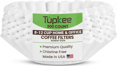 Filtros de café de 8 a 12 tazas, 300 unidades, estilo cesta, papel blanco, filtro de café sin cloro, fabricado en los Estados Unidos