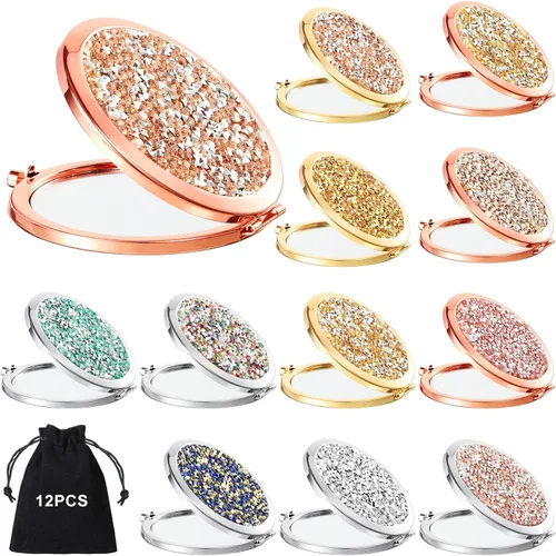 Miniatura 11 de Cindeer 48 piezas de espejo pequeño compacto plegable de bolsillo para maquillaje redondo de mano cosmético con aumento, espejo compacto