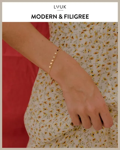 Miniatura 2 de LUUK LIFESTYLE Pulsera de acero inoxidable con colgante y tarjeta de felicidad, filigrana y joyería minimalista para mujer, idea de regalo única