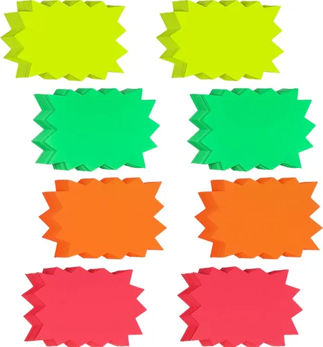 100 letreros de neón fluorescentes, etiquetas de venta al por menor, 4 etiquetas de precio de colores brillantes, recortes de suministros de venta