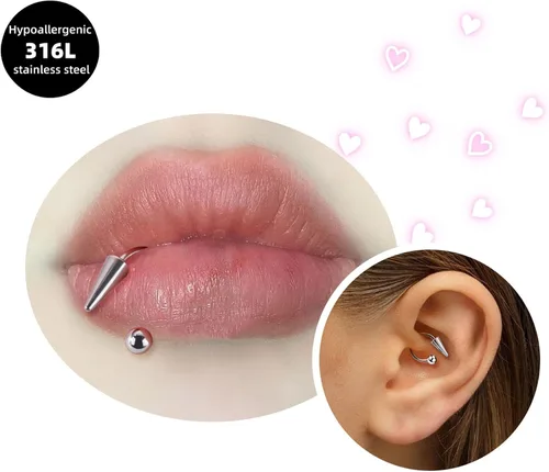 Miniatura 4 de Zolure 16g Anillos de labio de herradura, joyería labret, anillo de barra de labio, anillo de pico, joyería de mordida de serpiente, pendientes