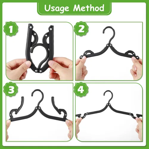 Miniatura 3 de Perchas plegables de viaje plegables con clips, perchas plegables portátiles plegables para colgar abrigos, estante de secado de viaje para ropa