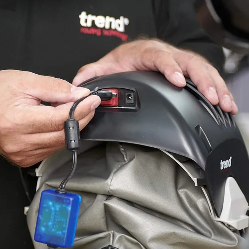 Miniatura 9 de Trend Airshield Pro Visera completa, Protector contra el polvo, Máscara con circulación de aire alimentada por batería para carpintería, AIR/PRO