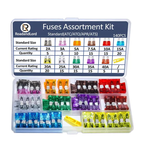 Juego surtido de fusibles ATC/ATO/APR/ATS de 140 piezas – Fusibles estándar para automóvil (2A-40A) para automóvil, barco, camión, SUV