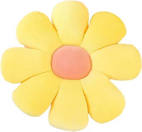 Miniatura 16 de Almohada linda en forma de flor, cojín de flor, almohada de lectura y almohada cómoda y de ocio, cojín de coche (beige/verde, 23.6 in*23.6 in)
