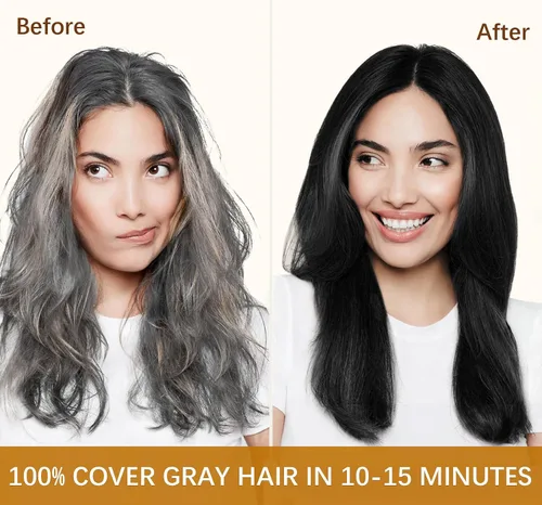 Miniatura 2 de Champú de tinte de coco para cabello castaño, color instantáneo 3 en 1, champú de tinte para mujeres y hombres