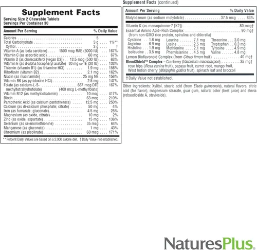 Miniatura 4 de NaturesPlus Power Teen for Him - 60 tabletas masticables, bayas silvestres, multivitamínico adolescente de alta potencia, sin azúcar, vegetariano